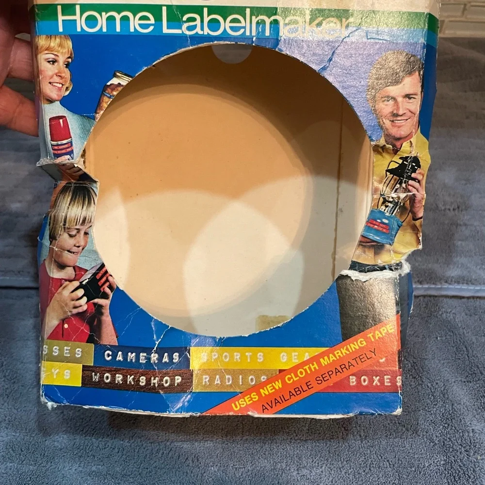 Vintage DYMO Home Label Maker 1970's Model 1800 Blue Teal Original With Box